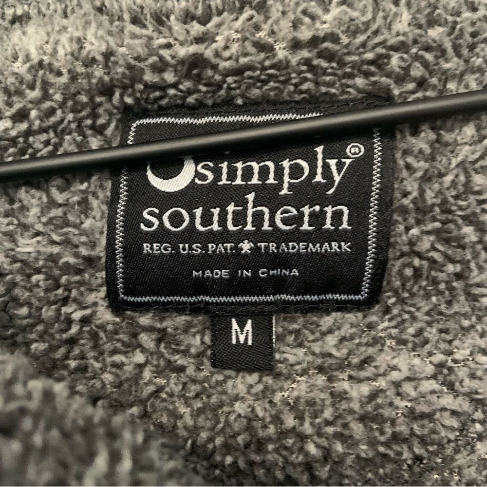 SIMPLY SOUTHERN Asymmetrical Snap Up Sherpa Fleece Pullover Gray Women's Medium - Picture 13 of 14